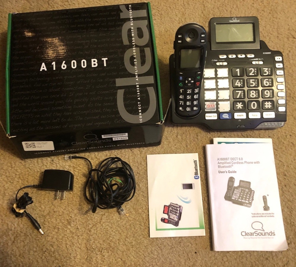 Clear Sounds Amplified Cordless Phone Bluetooth A1600BT RECHARGE BATTERIES ONLY