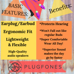 Plugfones Earplug Headphones Earphones Purple Silicone Ear Plugs
