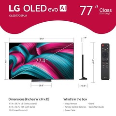 LG OLED77C5P 77 inch Class OLED evo AI C5 4K UHD HDR Smart TV – 2025 Model
