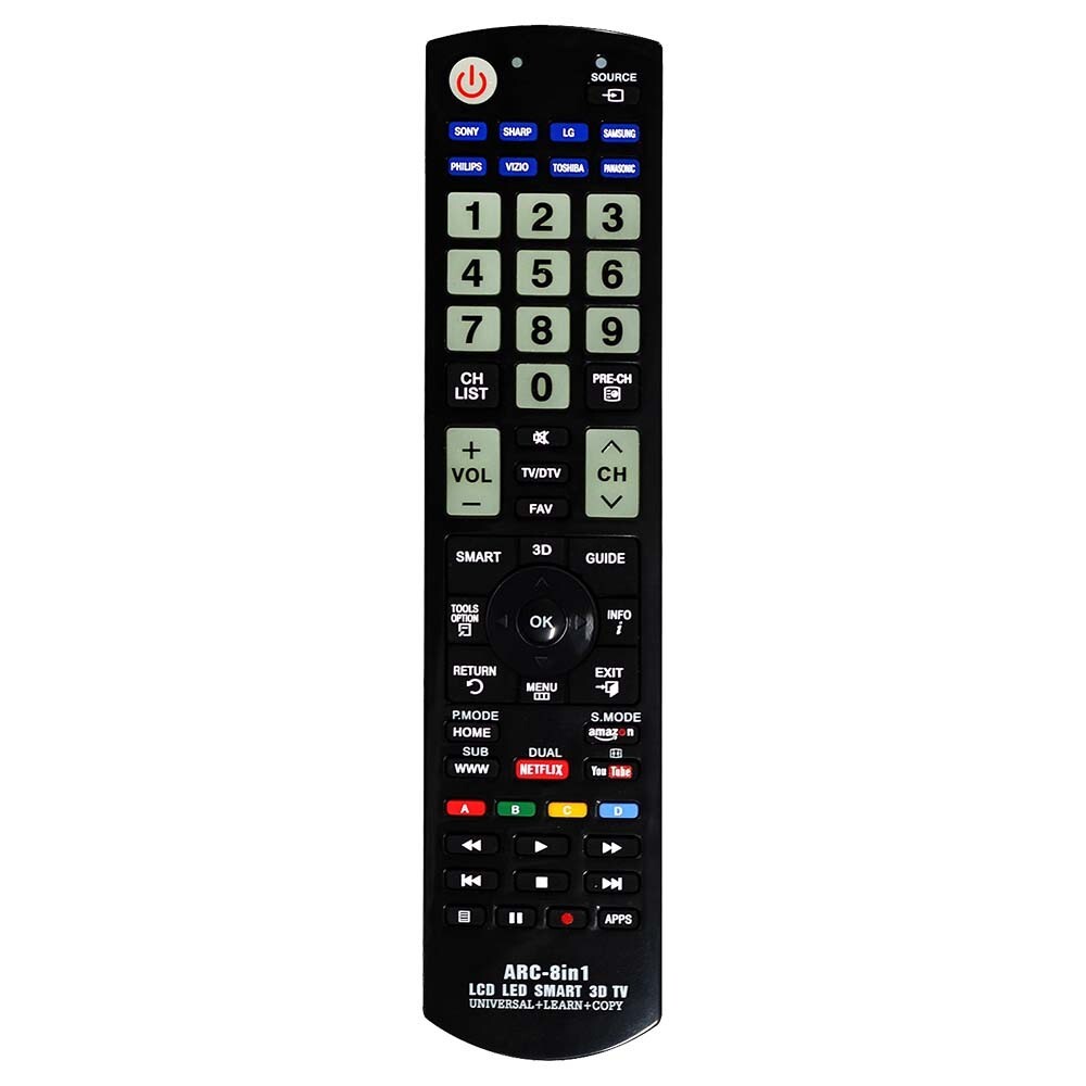 ARC-8in1 Universal Remote Control For Samsung, Vizio, LG, Sony, Sharp, Panasonic