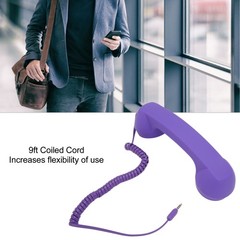 3.5mm Retro Radiation Proof Wired Telephone Handset Purple Cell Phone Handset