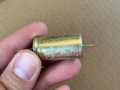 3 Vintage 1968 ROE 500 uf 35v Axial Capacitors TEST GREAT for Fender Guitar Amp