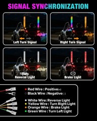 2x 1~4FT Thick LED Whip Spiral Chasing RGB Fat Whip Light For Can Am Polaris RZR