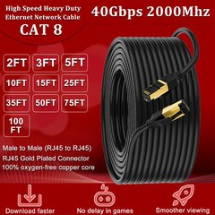 CAT8 RJ45 Ethernet Cable Super Speed 40Gbps Cat 8 Network Cable Gold Plated Lot