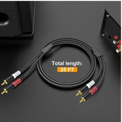 RCA Audio Cable 25FT – Dual Shielded Noise Durable Braided to Long Audio Cord…