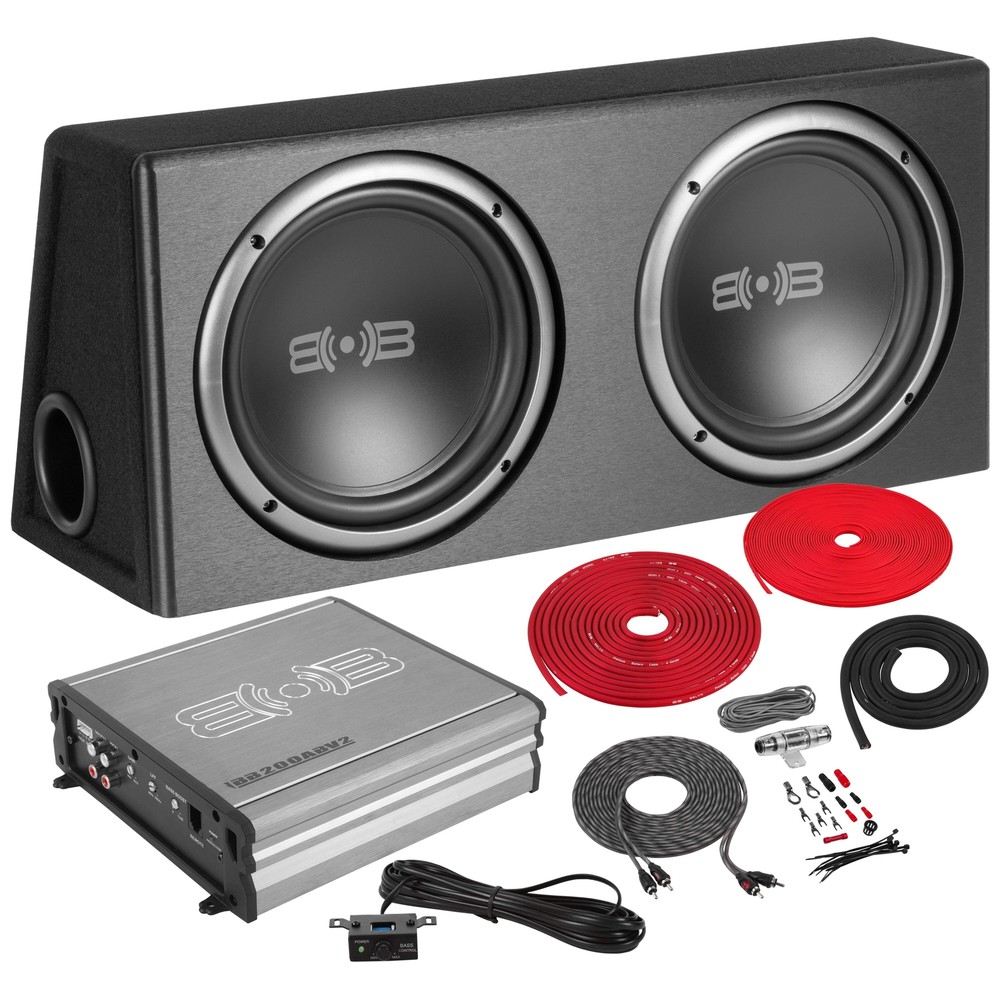 BPKG210v2 Dual 10″ Loaded Ported Subwoofer Package with Amplifier & Wiring Kit