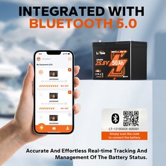 Refurbished LiTime 24V 50Ah TM Bluetooth LiFePO4 Lithium Battery For Marine Boat