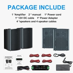 4*STUDIOFINIX 6.5″ Outdoor Bluetooth Speakers 800W Waterproof for Deck Patio