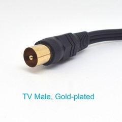 1pc 18cm TV Male Plug to 3 x RCA (Red+Yellow+White) Female Jack Adapter Cable US