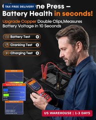 Easy to Use 2-in-1 OBD2 Scanner with Battery Tester: 1S Read & Clear Check Engin