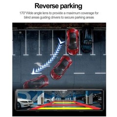 4K 12″ Dash Cam Mirror GPS WiFi Voice Control Car Rear View Backup Dual Camera