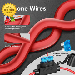 2 Pack 12 AWG Inline Fuse Holder Waterproof ATC ATO Blade Fuse Kit 12V 40A