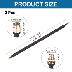 Flat Coaxial Cable, SMA Male to Female 1.64ft/50cm Cord Coax Cable Pack of 2