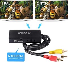 HDMI to RCA Converter, HDMI to AV 3RCA CVBs Composite Video Audio Converter Adap