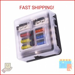 6 Way Fuse Block,12V Blade Fuse 6 Circuit ATC/ATO Waterproof Fuse Box Holder wit