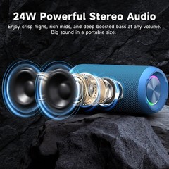 24W Wireless Outdoor Speaker with Dual Pairing & Hi-Fi Sound – 30 Hours Playtime