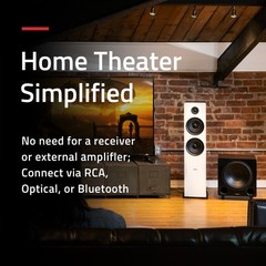 Fluance Powered Floorstanding Tower Speakers for TV, Turntable, PC & Bluetooth