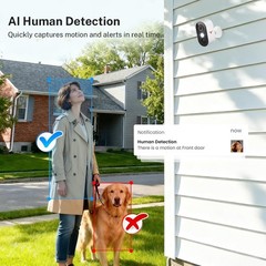 1080P Wireless Camera AI Human Detection Night Vision 2-Way Audio 2.4G WiFi Batt