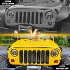 Grill Inserts Black, Front Mesh Grille Cover Compatible with 2007-2018 Jeep JK