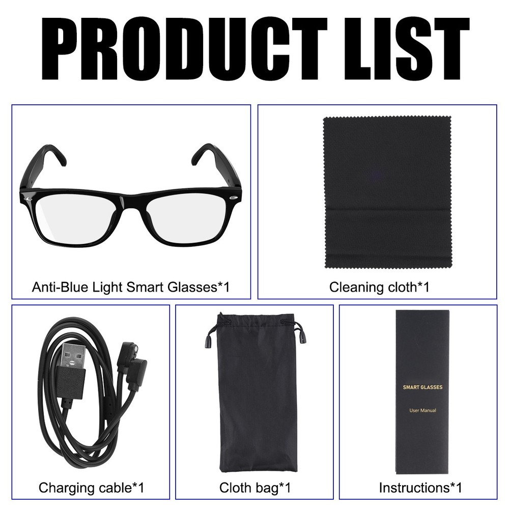New Touch Smart Camera Glasses With Mic 4K HD Waterproof Bluetooth 5.0 USB Photo