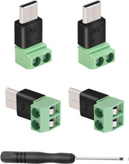USB C to 2Pin Screw Terminal Adapter, 5V Type C to 2 Pin Solderless