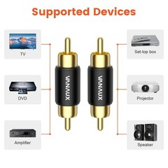 4PCS RCA Male to Male Couplers, Gold Plated Barrel Connectors for Audio & Video