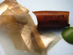 PAIR 0.005 uf 3KVAC ~ 5000 VDC ELMAG NOS QUAD PAPER IN OIL CAPACITOR 5%