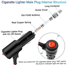 12-24V Fused LED Car Cigarette Lighter Plug Socket Cable Adapter w/ Switch Lot