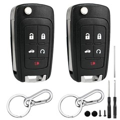 2 Pack 5 Button Key Fob Case for Chevy Cruze Equinox Impala Camaro Malibu