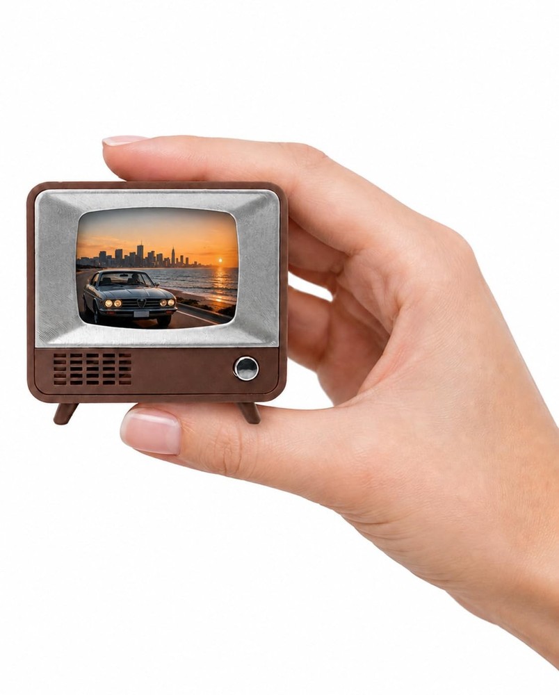 Mini Retro Tiny TV, 2 Inch Screen HD Display Real Working 2 inches, Brown