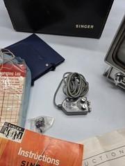 Vintage Singer Model TV-6U Mini Portable Television with Case & Some Accessories