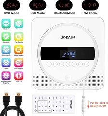 Portable CD/DVD Player Wall Mountable Music CD DVD Player FM Radio Built-in