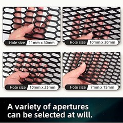 47″x16″ ABS Plastic Universal Car Grill Mesh, 11x30mm Honeycomb Black ABS