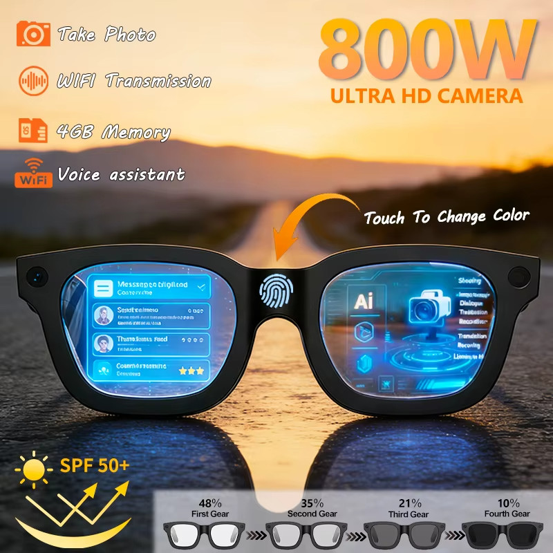 AI Smart Glasses 8MP Camera Image Recognition 4k HD Video Real-Time Translation