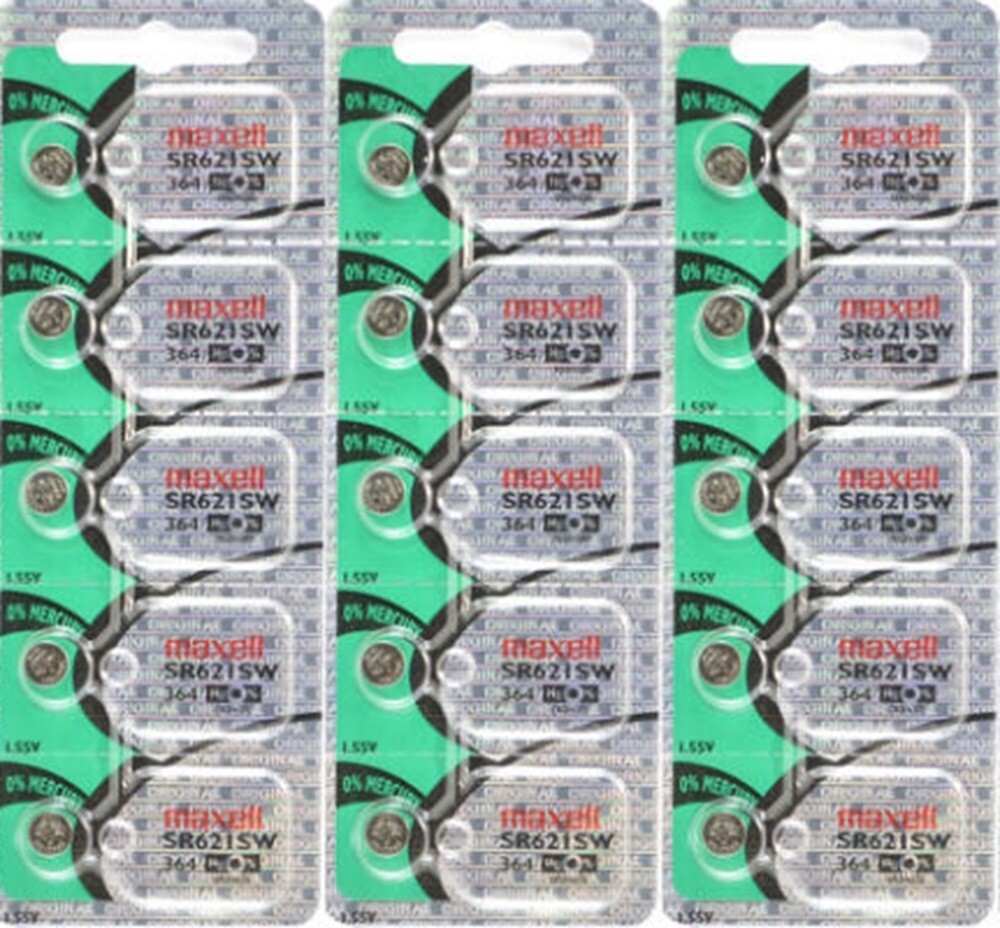 Fifteen (15) Maxell 364 SR621SW Silver Oxide Watch Batteries FREE SHIP EXP 2028*