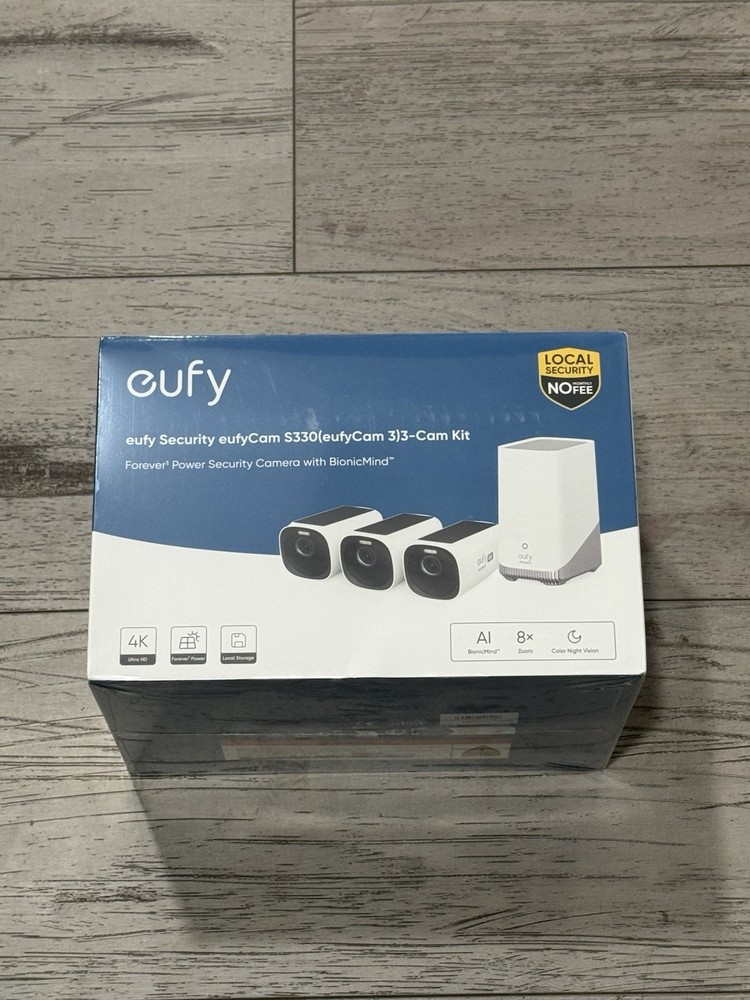 eufy S330 eufyCam 3 Wireless 4K Security Camera Integrated Solar Panel 3-Cam Kit