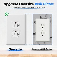 Oversized Duplex Outlet Covers, 6 Pack Jumbo Electrical 6 Pack, White
