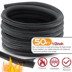4 Gauge Amp Wire 50FT Battery Cable Calibre 4 Awg 50FT Wire+50FT Cable Sleeve
