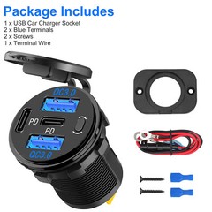 USB + Type C Car Cigarette Lighter Socket Splitter Charger Power Adapter w/Wire