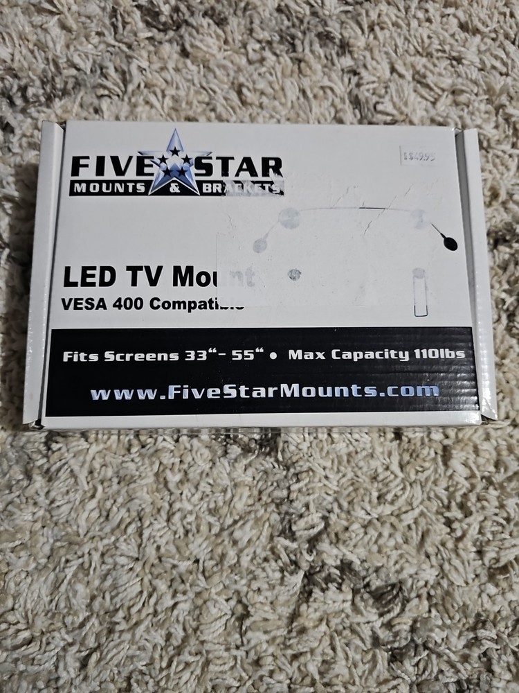Five Star LED-WH LED TV Mount VESA 400 Compatible NIB Nice TV Mount NEW