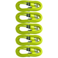 5 PACK 6 ft foot mic microphone shielded audio extension cables 3-pin XLR cords