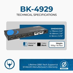 OREI 8K@60Hz 4-port HDMI™ Switch (eARC) (BK-4929)