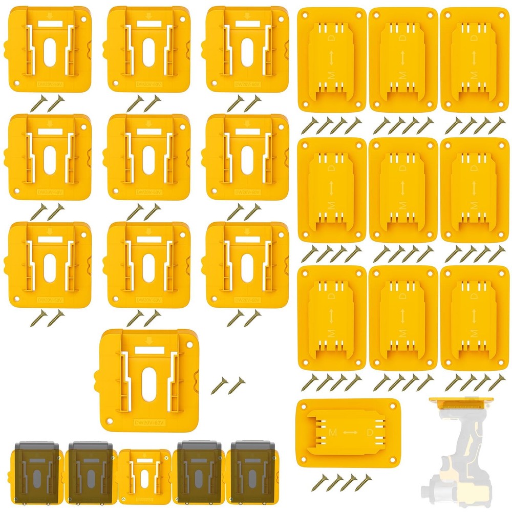 20 Packs Tool Holder and Battery Mount Holder for Dewalt 20V, 10 Pack Battery…