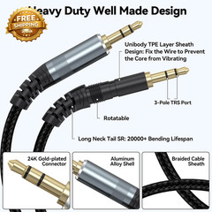 AUX Cable 10Ft, 3.5Mm Audio Cable Long Aux Cord Male to Male 10 Feet Auxiliary H