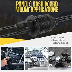 TNP USB AUX Flush Mount Cable, Dashboard Panel Dash Mount USB + 3.5mm AUX 6 ft