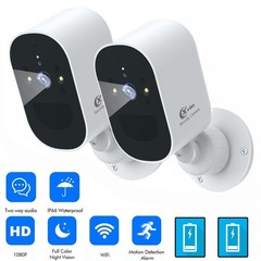 XVIM 2PK Battery Camera 1080P 2K HD Wireless Security Camera Outdoor WiFi Camera