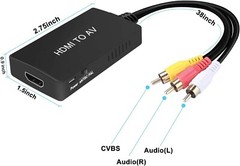 HDMI to RCA Converter, HDMI to AV 3RCA CVBs Composite Video Audio Converter Adap