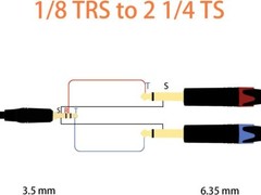 1’FT-25FT Mogami 2534 cable Aux Audio 3.5mm Stereo Male to Neutrik Dual 1/4 L-R