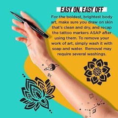 1 Count Bic BodyMark Temporary Brush Tip Tattoo Markers, black, 0.07 Fl Oz