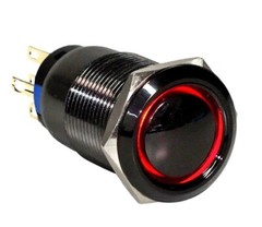 DOMED LED ON/OFF Stainless Steel Push Button Switch w/Harness